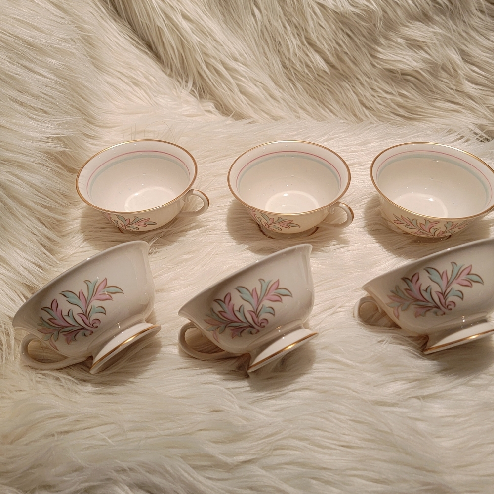 Vintage Six Footed Cups By Franciscan Rossmore Pattern. Made in California.